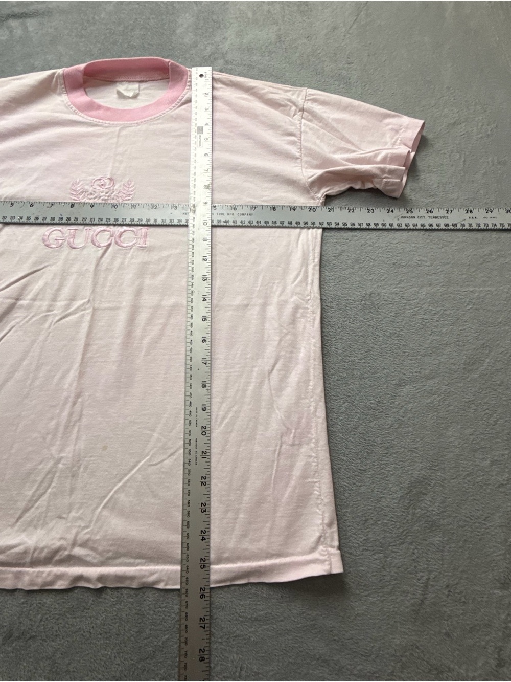 Gucci Light Pink Embroidered Logo Ringer Tee - Picture 7 of 13
